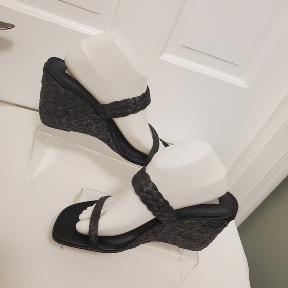 Steven New York "Ardy" Raffia Espadrille Wedge Double Strap Sandals Size 10 - Picture 10 of 14